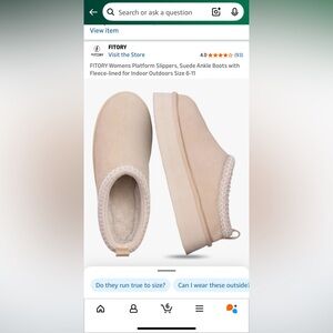 FITORY Women's Beige Suede Platform Slippers